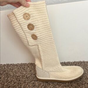 UGG Cream Knit Button-Accent Boots